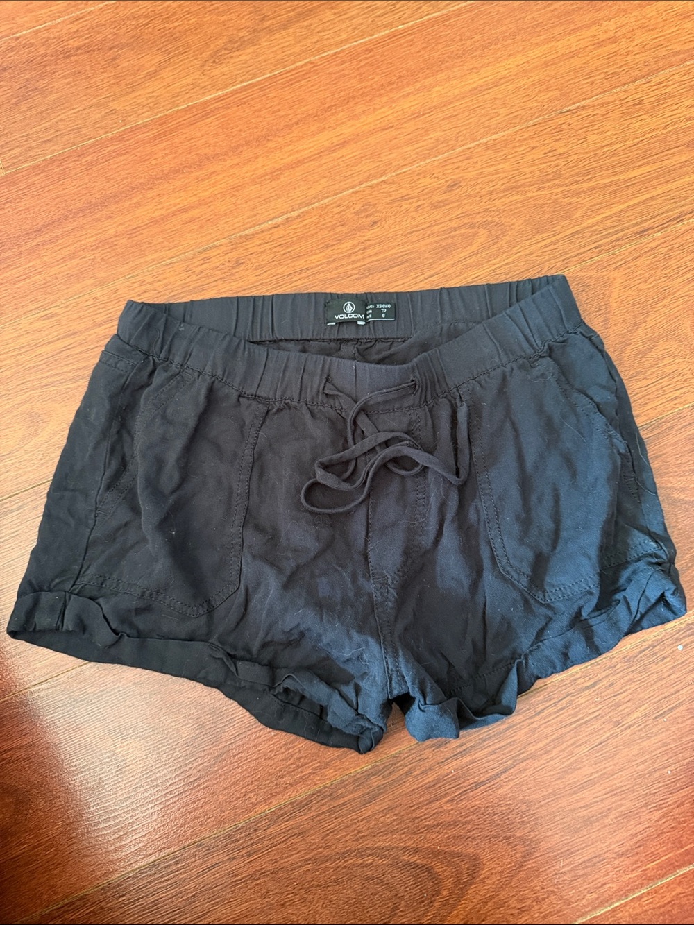 Volcom Sunday Strut Women’s Black Elastic Drawstring Athletic Shorts